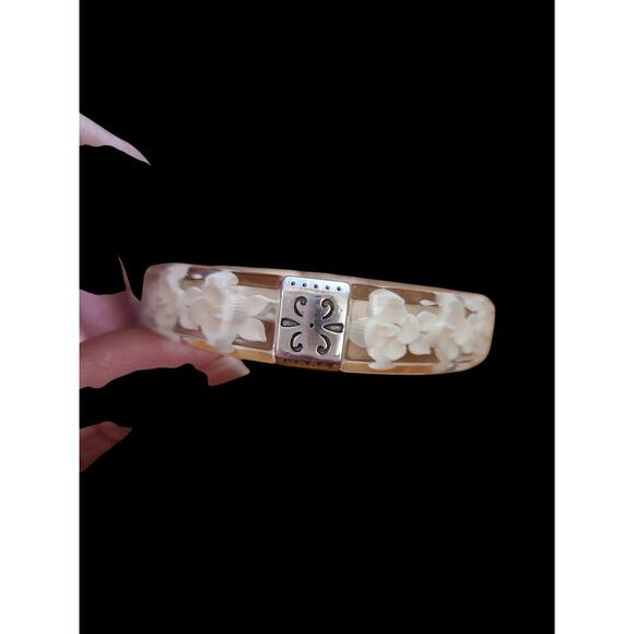 Brighton bangle bracelet silver clear white flowers beach - Picture 6 of 6